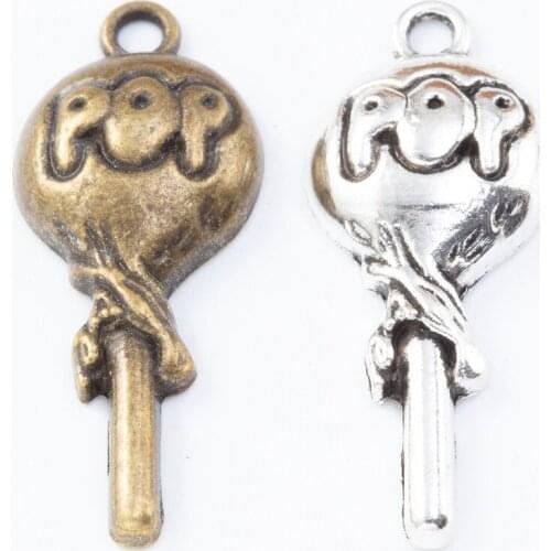 80pcs 31*13MM Tibetan metal silver color pop Lollipop candy charms antique bronze pendants for bracelet earring diy jewelry
