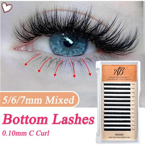 Abonnie Bottom Lashes Eyelash Extension 0.10 C Handmade Black Makeup Individual eyelashes Volume Extension Lashes