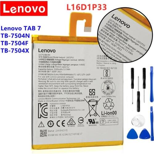 100% Original NEW High quality 3500mAh L16D1P33 Battery For Lenovo TAB 7 TB-7504N TB-7504F 7504X Batteries+ Tools