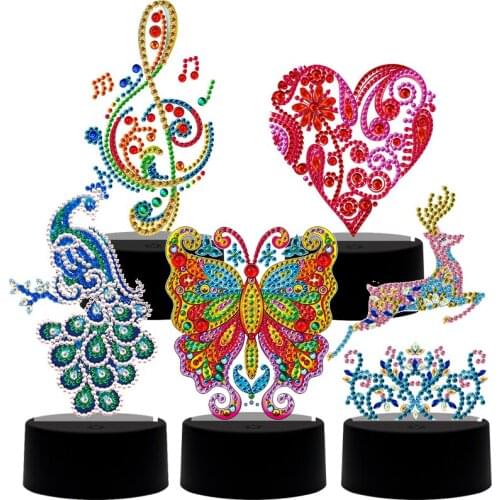 DIY Diamond Painting Night Light peafowl butterfly deer Heart Note Diamond Embroidery LED light Pad Animal Home Decoration