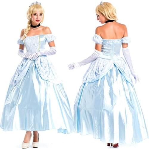Wonder Beauty Adult Womens Sexy Halloween Party Princess Costumes Outfit Fancy Cinderella Lolita Cosplay Dresses With Gloves