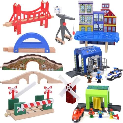 Friends Wooden Bridge Bus Station Wooden Train Tracks Wooden Railway Train Accessories Wooden Barrier Parallel Bars Train Tracks
