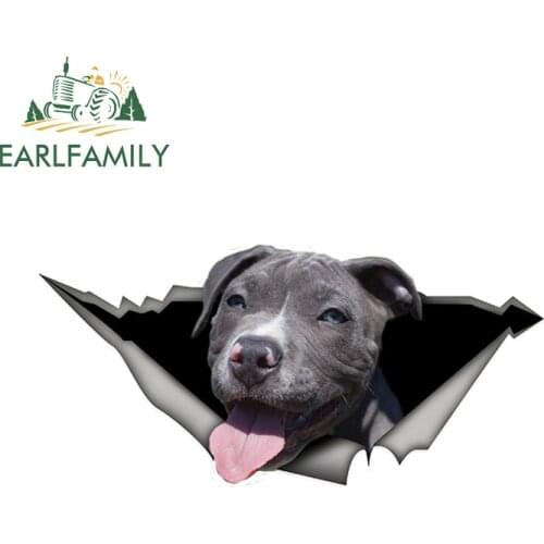 EARLFAMILY 15cm x 6cm Funny Grey pitbull Car Vinyl Decal Pet Dog Car Stickers Waterproof 3D Car Styling Decoration