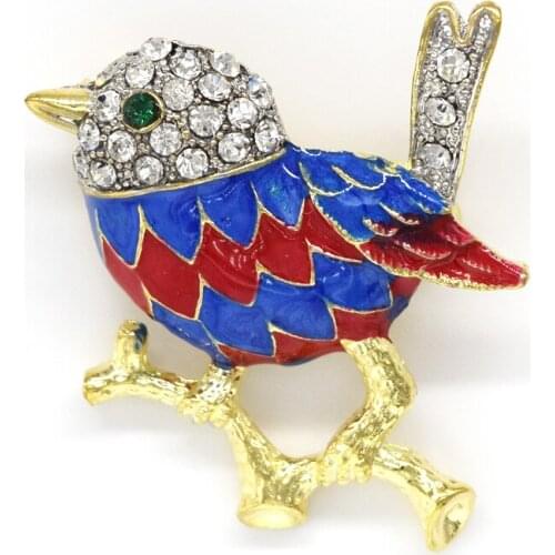 Clear Rhinestone Enamel Bird Pin brooches Fashion Jewelry gift C2109 BC