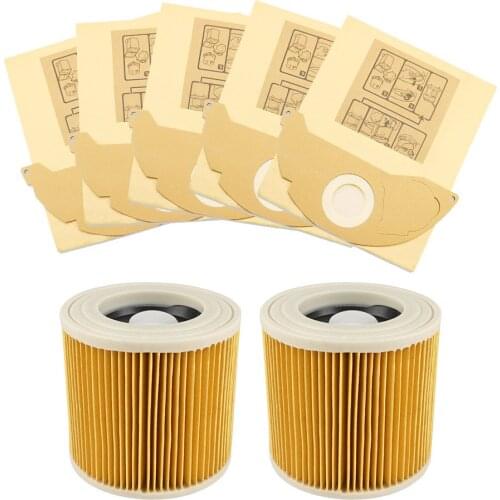 Hepa Filters + Dust Bags for Karcher WD2250 A2004 A2054 MV2 WD2 Vacuum Cleaner Bags Replacement Spare Parts Accessories