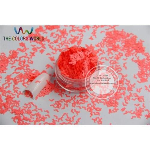 N-8 Size :5mm Solvent Resistant Neon Blue color Glitter Bat shape spangles for Nail Art and DIY supplies1pack=50g