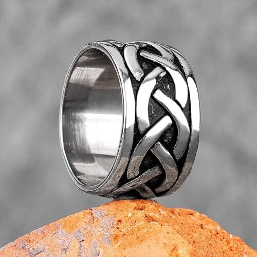 Celtic Knot Interweave Stainless Steel Mens Rings Simple Unique Trendy for Male Boyfriend Jewelry Creativity Gift Wholesale