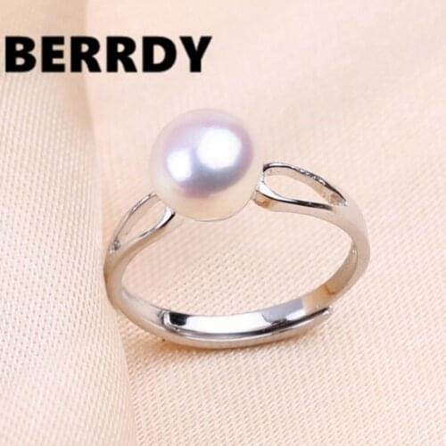 100% Genuine Freshwater Pearl Ring ADJUSTABLE Finger Ring Fashion Wedding Party Women Jewelry