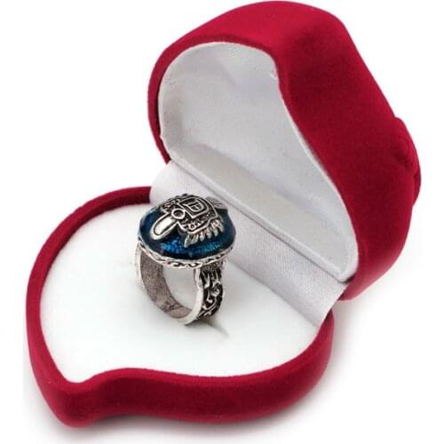 Jewelry Ring Box Velvet Heart Shaped Red Rose Pattern Love Ring Storage Display J78F