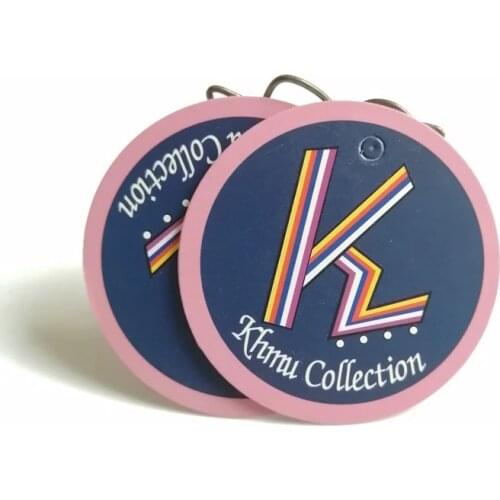 Fashion print tag with logo die cut round shape price tag custom labels hand made tag