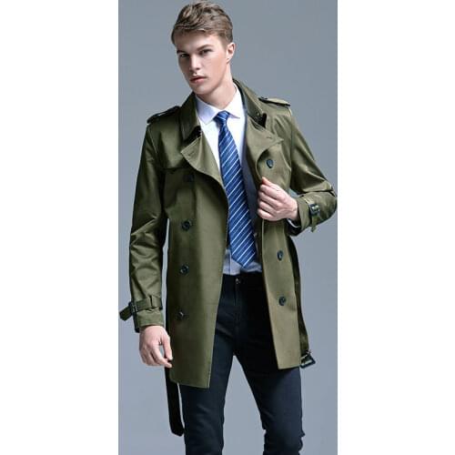 Men Short Trench Coat England Fashion Spring and Autumn Double Breasted Jacket Slim Fit Casual Business Mens Wear Plus Size 6XL