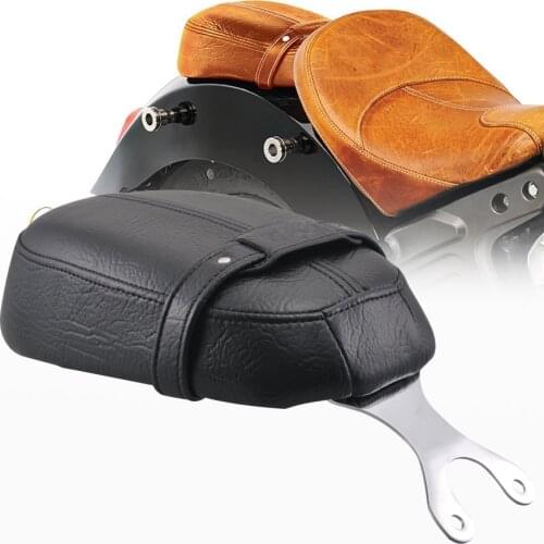 Motorcycle Black Leather Rear Passenger Seat Pad Fender Pillion Saddle For Indian Scout, Scout Sixty 2015-Up Models