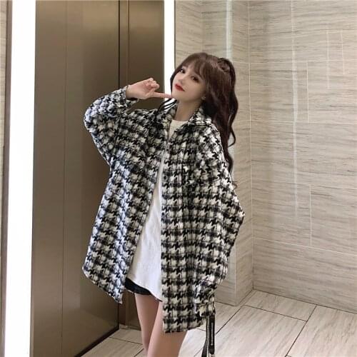 New Ladies Woolen Coat Lapel Vintage Single-breasted Korean Vogue Clothing Fall Clothes For Womens Femmes Manteaux Straight