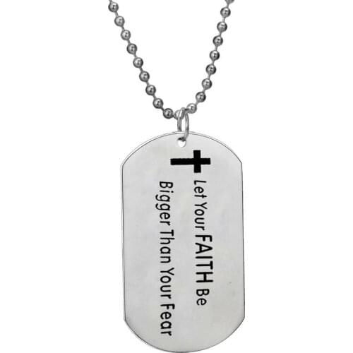 Stainless Steel Dog Tag Pendant Let Your Faith Be Bigger Than Your Fear Necklace Family Friends Inspirational Gifts Jewelry Hot