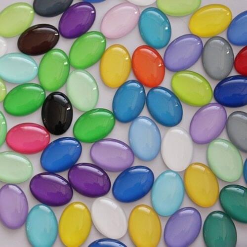 18x25mm Mixed Colorful Oval Glass Cabochon Dome Jewelry Finding Cameo Pendant Settings 20pcs/lot (K05519)