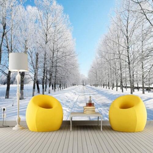 Custom 3D Photo Wallpaper Winter Snow Scenery White Tree Large Mural Wallpapers For Living Room Bedroom Home Decor Painting Art