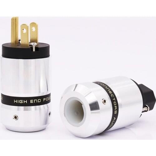 Gold Plated US Power Cable Plug IEC Connector Female AC Power Plug Connector HIFI DIY Mains Power Cable