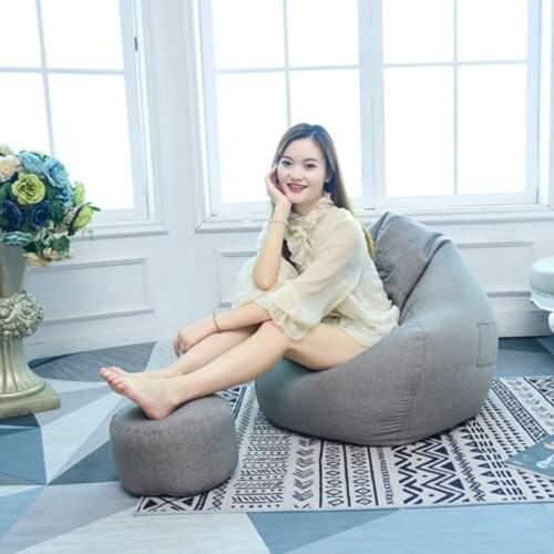 Faux Linen Sturdy Zipper Sofa Chair Cover for Organizing Plush Toys or Textile, Sack Bean Bag for Adults Kids