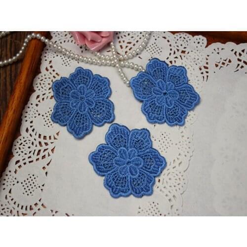 Size6.8*7cm(20pcs/lot) Sew-on Blue Lace Applique Embroidery Lace patch for Garment Decoration