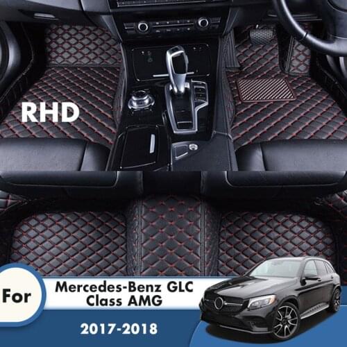RHD Carpets For Mercedes-Benz GLC-Class AMG 2018 2017 Leather Waterproof Car Floor Mats Custom Styling Car Accessories Interior