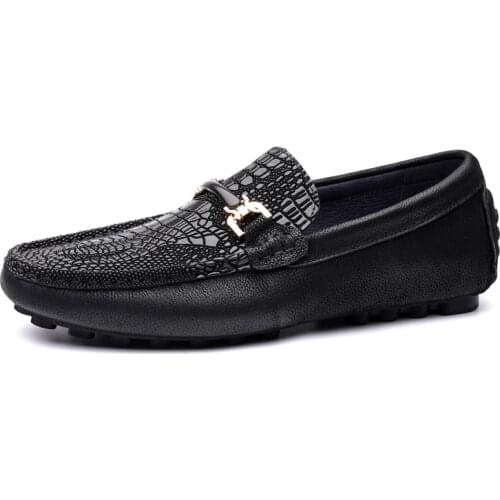 Luxury Mens Driving Loafers Shoes Men Casual Genuine Leather Slip-on Flat Shoes For Man Breathable Beans Shoes Male Top Quality
