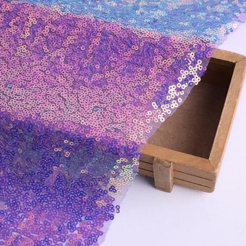 50cm*130cm Sequins Fabric 3MM Laser Nigerian Embroidered Lace Sparkly Fabric for Rainbow Sequin Dress DIY Handmade Materials