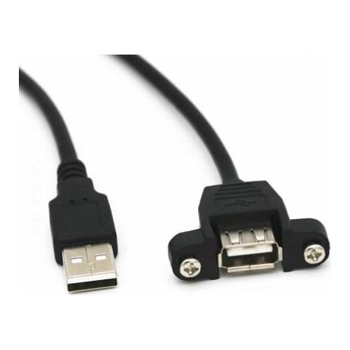 USB 2.0 Male to Female Extension Cord With the Ear Screw Hole Baffle Line 0.5m 0.75m 1m 1.5m 2m Cable OD4.5mm