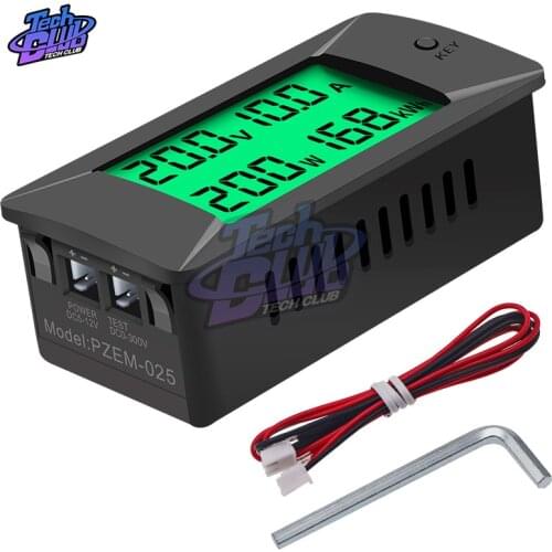 DC 0-300V 300A Voltmeter Ammeter Car Battery Tester KWH Electricity Energy Voltage Power Meter Monitor 12v 24v 48v 96v + Shunt