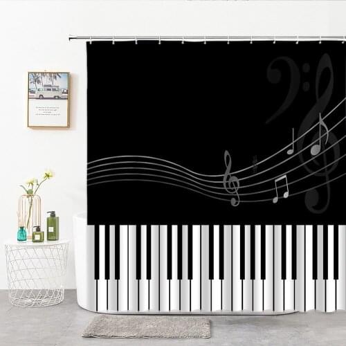 Shower Curtains With Hooks Piano Key Music Home Bathroom Decoration Curtain Modern Bath Screen Curtain For Bathroom Accessories
