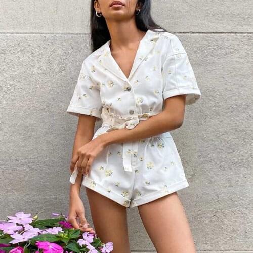TEELYNN Denim White Jumpsuits For Women One Piece Vintage 100% Cotton Floral Emboidery Boho Loose Casual 2021 Summer Rompers