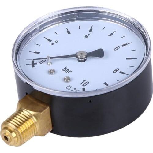 1pcs 1/4 Inch NPT Side Mount 10 Bar Metal Water Oil Air Compressor Pressure Gauge Manometer Pressure Measuring Tool Wholesale