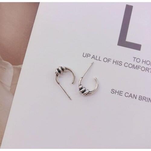 12 PCS/lot Retro C-shaped Small Earrings Knotted Rope Knot New Temperament Earring Accessories for Women