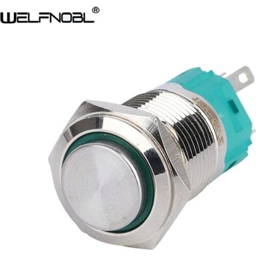 16mm 4 Pin Modular Vandal Proof Base Amber Led Lens Waterproof Metal Push Button Switch