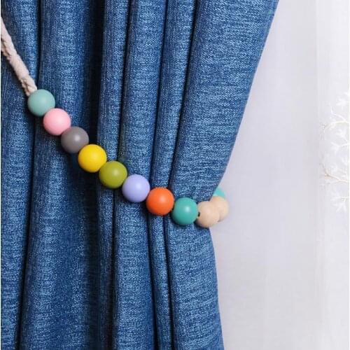 2pcs/lot Curtain Accessories Wood Bead Ball Hanging Curtain Hook Bandage Ball Decoration Door Wall Hanger Ruban Decoratif Perler