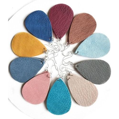 2020 Classic PU Leather Earrings For Women Multicolor Fashion Teardrop Earrings Vintage big Earrings