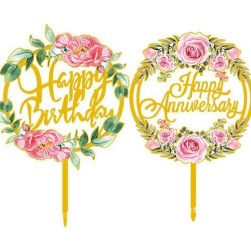 Acrylic Color Printing Flower Series Birthday Party Cake Card Decoration Graduation Season Decoration Cake Card