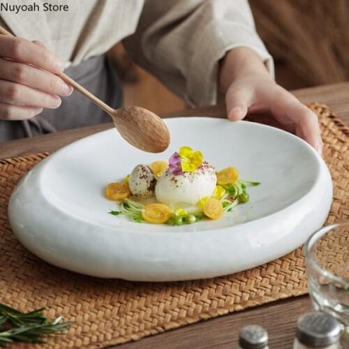 10 Inch White Ceramic Dinner Plate Household Special-shaped Western Dinner Plate Oval Storage Tray Tableware Kitchen Supplies