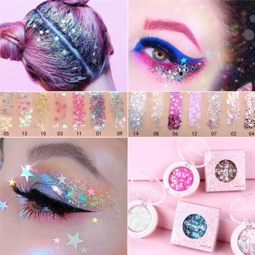 Glitter Glam Eye Sparkly Glitter Hair Shimmer Gel Flash Heart Loose Sequins Glitter Eyeshadow Party Face Body Decoration