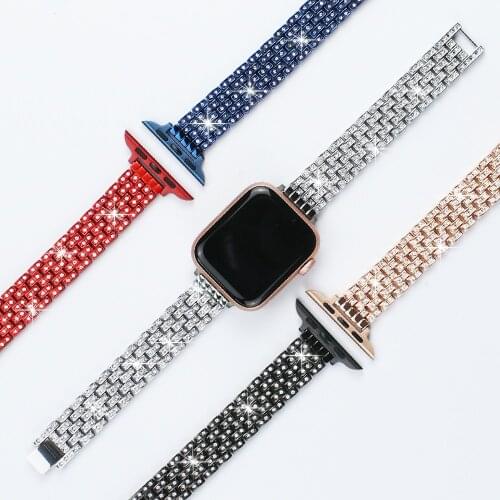 Women Strap for Apple Watch Band 40mm 44mm 6 SE Girls Slim Stainless Steel Diamond Link Bracelet Fit Iwatch Series 5 4 3 38mm 42