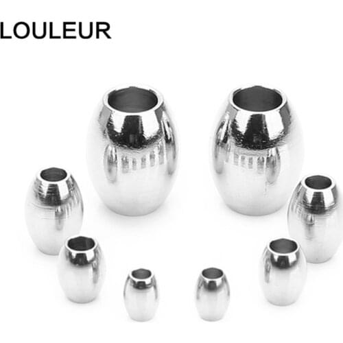 50pcs/lot Stainless Steel Seed Beads Oval Shape Loose Space Beads For Jewelry Making Big Hole Beads For Charm Bracelets Making