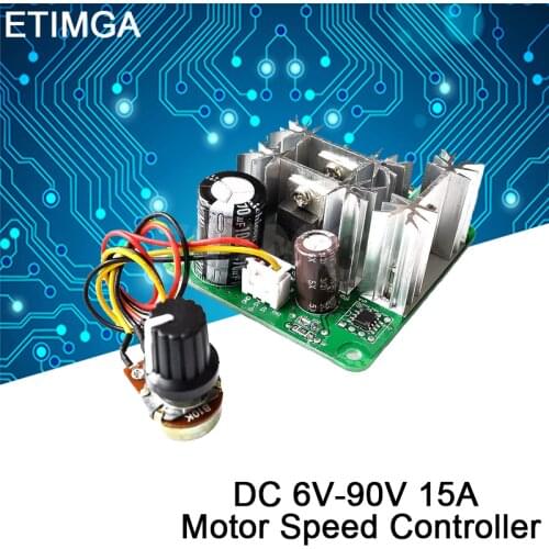 DC 6V-90V 15A DC Motor Speed Controller Stepless Speed Regulation Pulse Width PWM DC 12V 24V 36V 48V 1000W