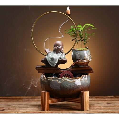 Fengshui Wheel Fountain Water Landscape Furnishing Articles Backflow Incense New Chinese Style Home Living Room Office Lucky