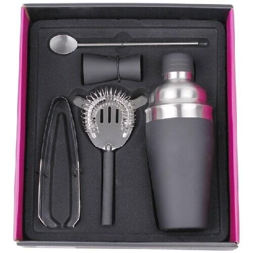 [ Fly Eagle ] 130Lots 5pcs/Set 600ml Stainless Steel Cocktail Shaker Mixer Drink Bartender Tool Kit Black