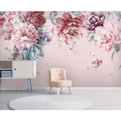 Watercolor Penny Flower Photo Wallpaper for Living Room Bedroom Hand Painting Floral Wall Murals Wall Paper 3d Luxury Home Decor