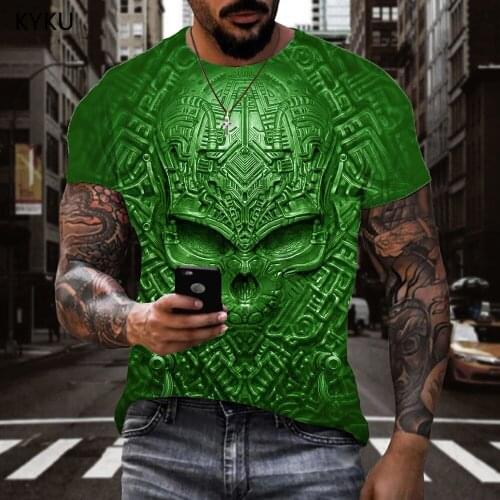 3d Tshirt Skull T shirt Men Rock Tshirt Printed Green Anime Clothes Street T-shirts 3d Short Sleeve Hip hop New Streetwear