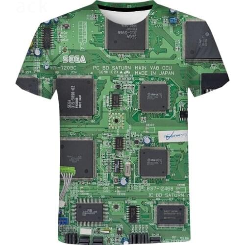 2021 new electronic chip hip-hop T-shirt for men and women 3D printing machine oversized T-shirt Harajuku style short sleeves