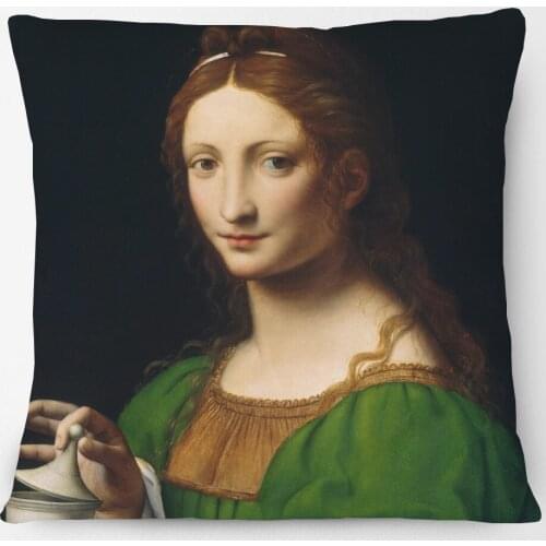 Oil Painting Beautiful Girl Ladies Women Cushion Covers Home Decorative Sofa Throw Pillow Case
