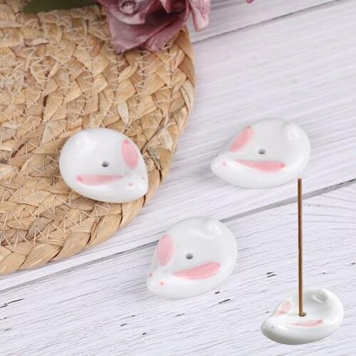 1Pc Ceramic Rabbit Incense Burner Stick Censer Holder Chopstick Rest Table Decor