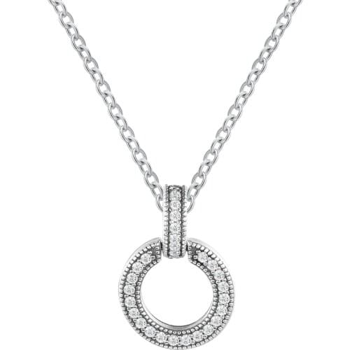 CKK Silver 925 Jewelry Double Circle Necklace For Women Gift Sterling Original Pendant