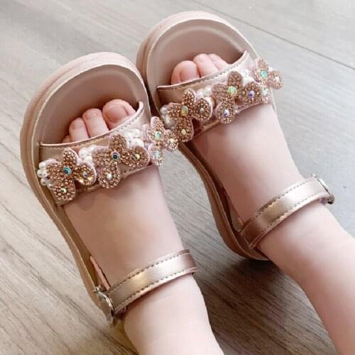 Summer Kids Sandals For girls Sandals Fashion Toddler Baby Comfortable Beach Shoe Stones Butterfly Big Children Princess Slipper